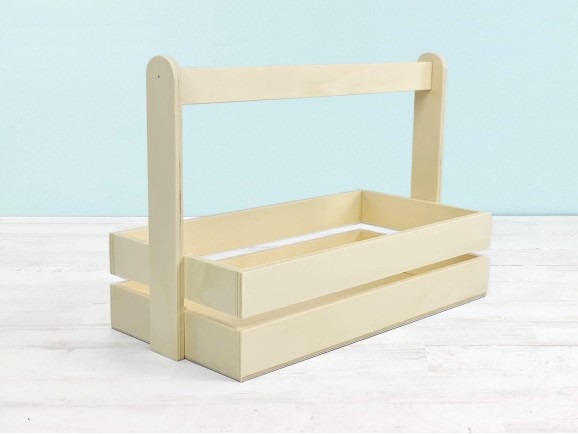 Caja Cesta de madera 36,5x18x25 cm. c/asa alta Ref.PCR4