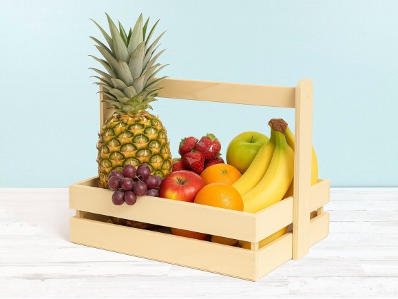 Wooden basket box 36.5x18x25 cm. with high handle Ref.PCR4