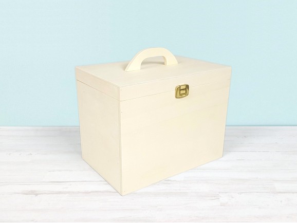 Wooden suitcase box 30x20x26 cm. with handle and inner tray Ref.P00CM52