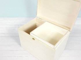 Wooden suitcase box 30x20x26 cm. with handle and inner tray Ref.P00CM52