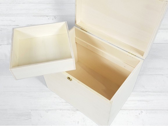 Caja maleta de madera 30x20x26 cm. c/asa y bandeja interior Ref.P00CM52