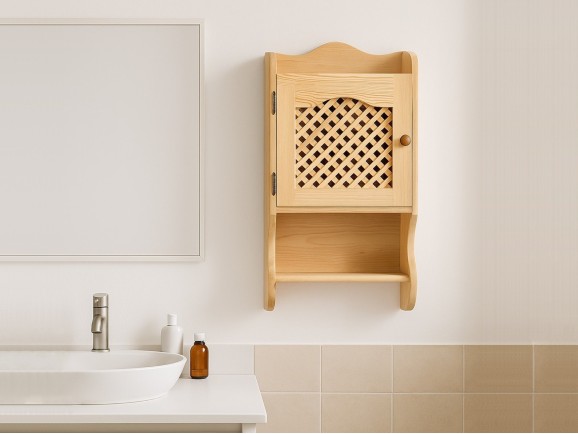 Cupboard with lattice door and interior shelf Ref.2258
