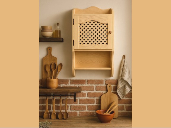 Cupboard with lattice door and interior shelf Ref.2258