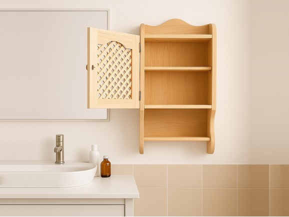 Cupboard with lattice door and interior shelf Ref.2258