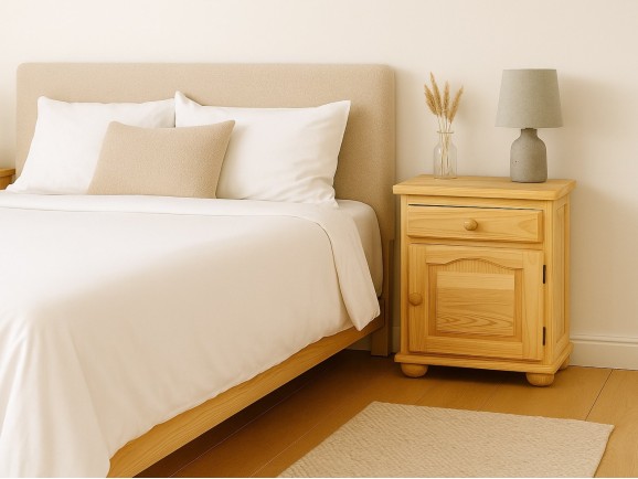 Rustic bedside table with door and drawer Ref.2253