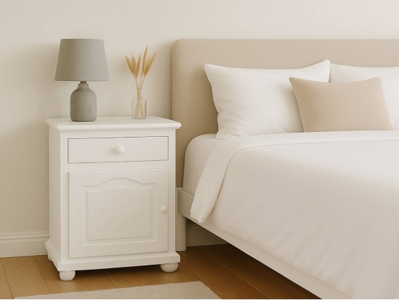 Rustic bedside table with door and drawer Ref.2253