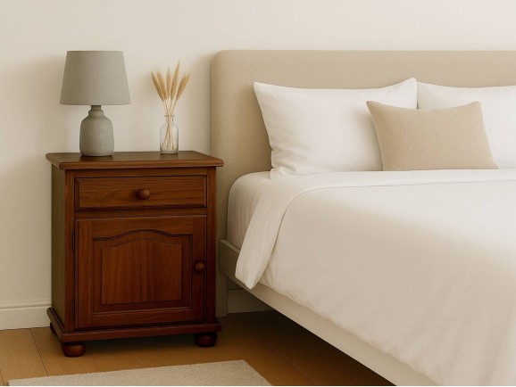 Rustic bedside table with door and drawer Ref.2253