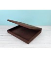 Aged wooden box 44.5x34.5x7 cm. with hinge and magnetic clasp
