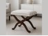 Walnut color varnished wooden footstool Ref. 26321