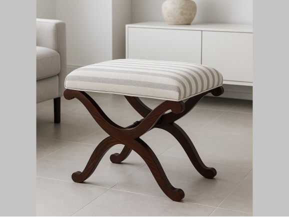 Walnut color varnished wooden footstool Ref. 26321