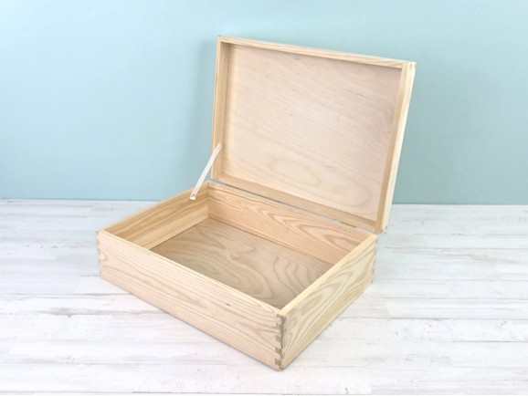 Caja de madera pino 40x30x13 cm. c/bisagra Ref.DRSD140B