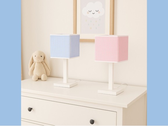 Lámpara sobremesa cuadrada pantalla vichy Ref.3013