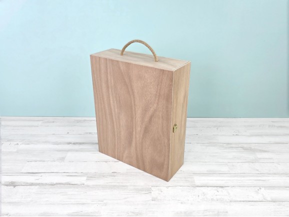 Wooden box 1 Bottle + 2 glasses hinge and clasp Ref.PC33