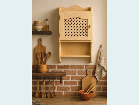 Cupboard with lattice door and interior shelf Ref.2258