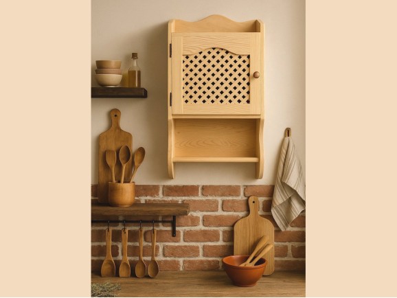 Cupboard with lattice door and interior shelf Ref.2258