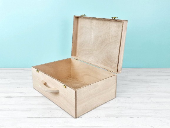 Wooden suitcase box 38.5x26.5x16 cm. with wooden handle Ref. PCM55