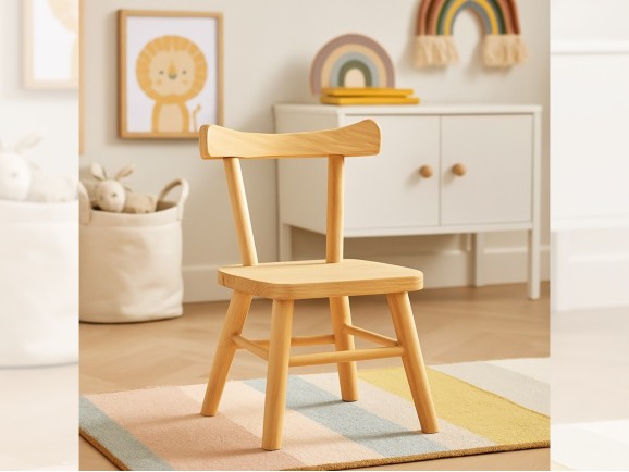 Silla infantil natural con asiento de madera Ref.AT31001