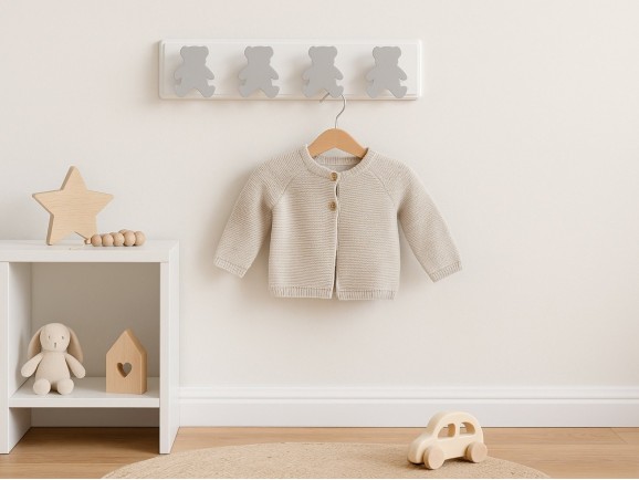 Perchero pared 4 colgadores Osos Gris Ref.3021