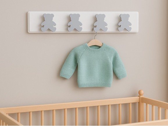 Perchero pared 4 colgadores Osos Gris Ref.3021