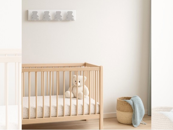 Perchero pared 4 colgadores Osos Gris Ref.3021