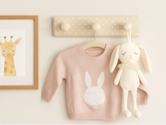 Perchero pared 3 colgadores en colores con Lunares Ref.3019-BE