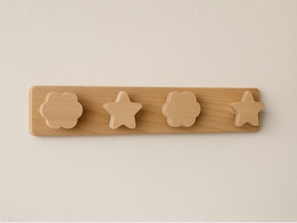 Natural wall coat rack 4 Combined hangers Ref.855C