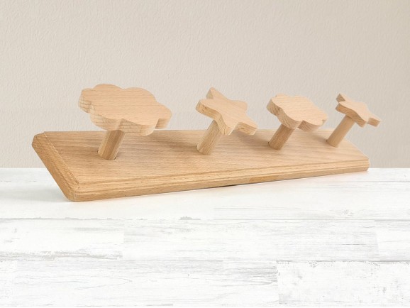 Natural wall coat rack 4 Combined hangers Ref.855C