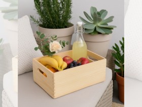 Caja cesta de madera pino 30x20x14,5 cm. c/asas Ref.DRSN130