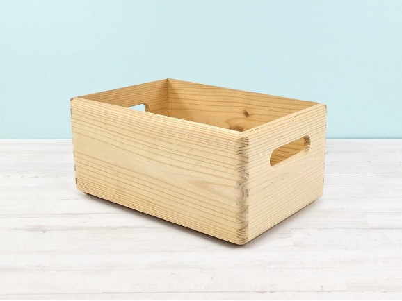 Caja cesta de madera pino 30x20x14,5 cm. c/asas Ref.DRSN130