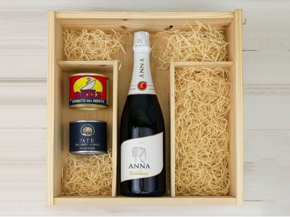 Caja madera 1 Botella + 2 copas Tapa Corredera Ref.TC8J3