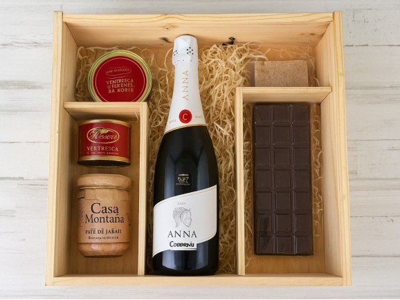 Caja madera 1 Botella + 2 copas Tapa Corredera Ref.TC8J3