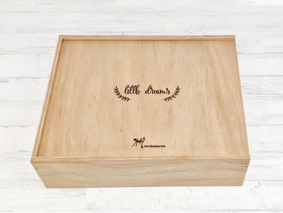 Caja de madera 35x28x10 cm. c/tapa corredera Ref.P1454C8J3