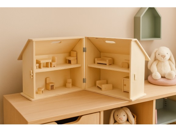 Casa de muñecas de madera c/mueblecitos Ref.AR15702