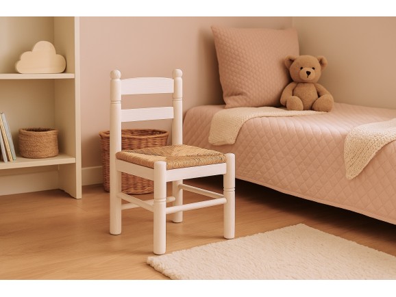 Silla infantil Blanca Sara con asiento de enea Ref.AR13192