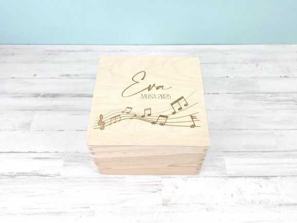 Square pine wood box 20x20x13 cm. with hinge Ref. DRSD120B