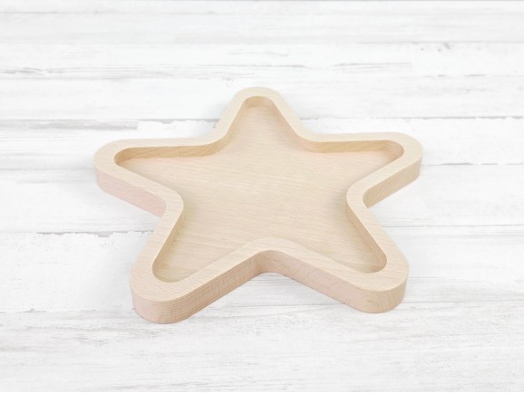 Wooden Star-Shaped Plate Ref.DRKC519
