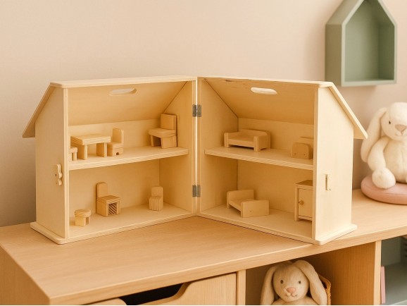 Wooden dollhouse with furniture Ref.AR15702