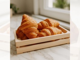 Caja Cesta de madera pequeña 22x13x5,5 cm. 2 listones Ref.DRSN021