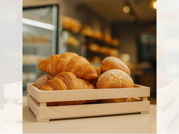 Caja Cesta de madera pequeña 22x13x5,5 cm. 2 listones Ref.DRSN021