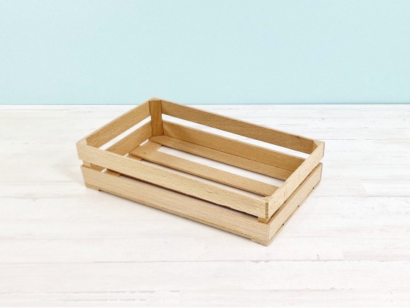 Caja Cesta de madera pequeña 22x13x5,5 cm. 2 listones Ref.DRSN021