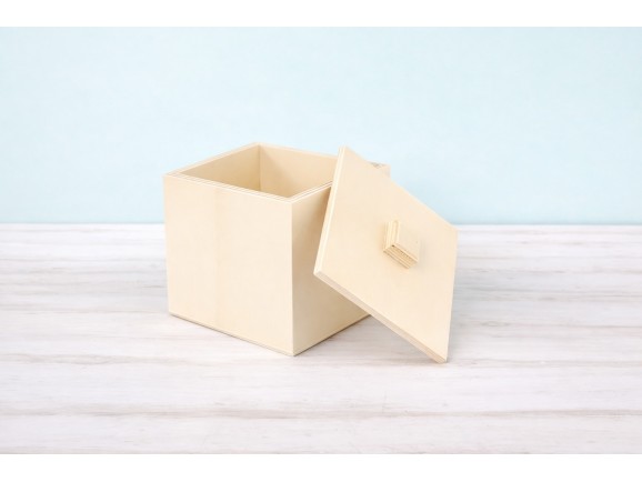 Cubic wooden box 13x13x13 cm. with lid Ref.P1985P