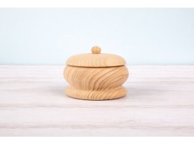 Low round pine wood box with lid Ø9xL6 cm. Ref.AR7223