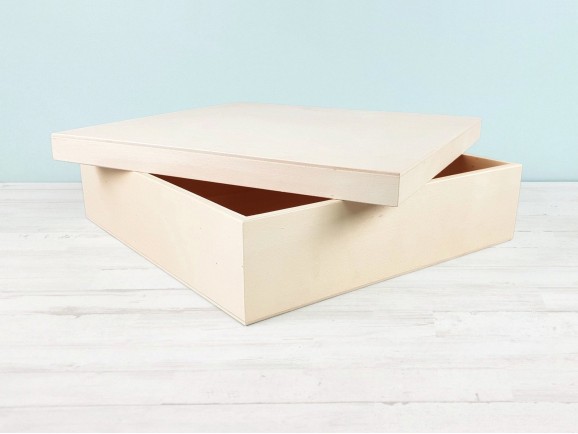 Caja de madera Cuadrada 33x33x8 cm. c/tapa Ref.P35C23DG