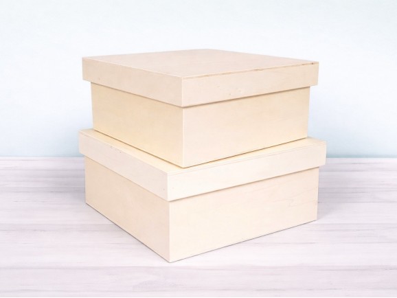 Square wooden box 20x20x10 cm. with lid Ref.P00C20