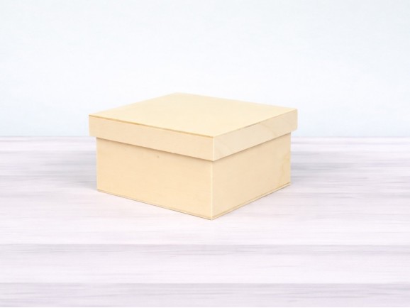 Caja de madera Cuadrada 16,5x16,5x9 cm. c/tapa Ref.PC22