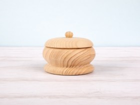 Caja de madera pino redonda baja c/tapa Ø9xL6 cm. Ref.AR7223