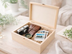 Wooden box 26.5x20.5x9 cm. with hinge and clasp Ref.P00CL2