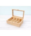 Caja de madera 29x14x9 cm. 4 divisiones c/tapa de cristal Ref.P00CC5V