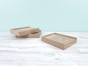 Caja de madera 18,5x14,5x3 cm. c/tapa corredera Ref.PC02A