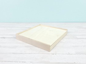 Caja de madera 27x27x4 cm. c/tapa corredera Ref.PC5F